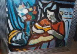  Bertalan Albert - Olvasó lány, 65x81 cm, olaj,vászon, Jelezve jobbra lent: Bertalan, Fotó: Kieselbach Tamás